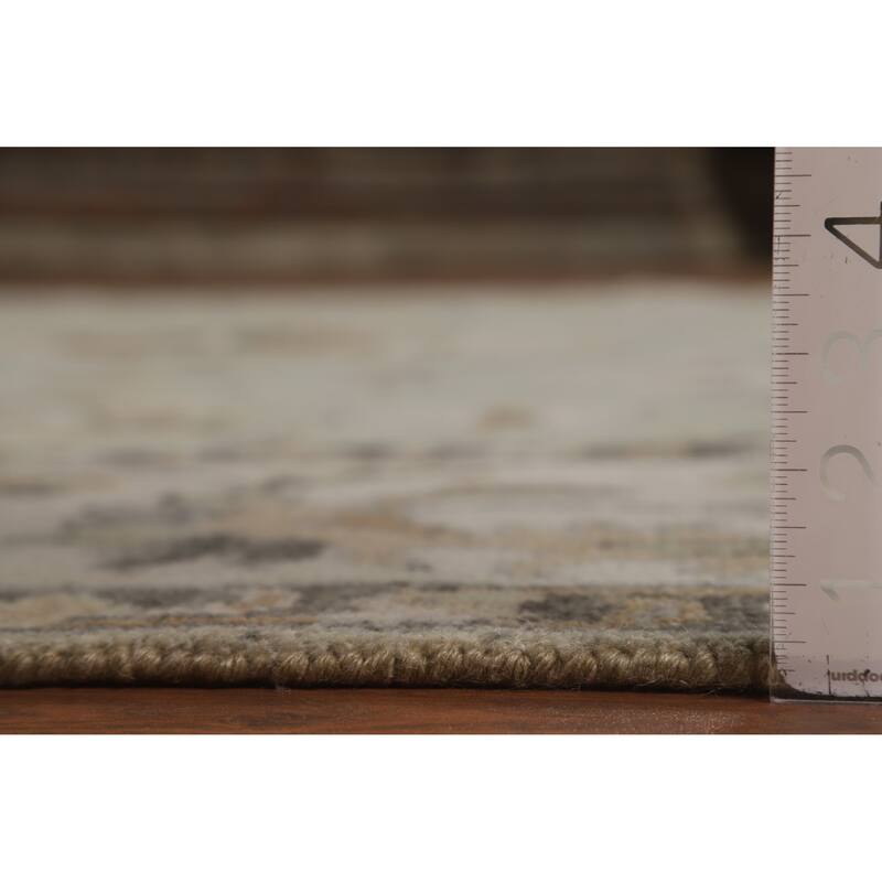 Green Ivory Oushak Indian Area Rug Hand-Knotted Wool Carpet - 8'1" x 10'1"