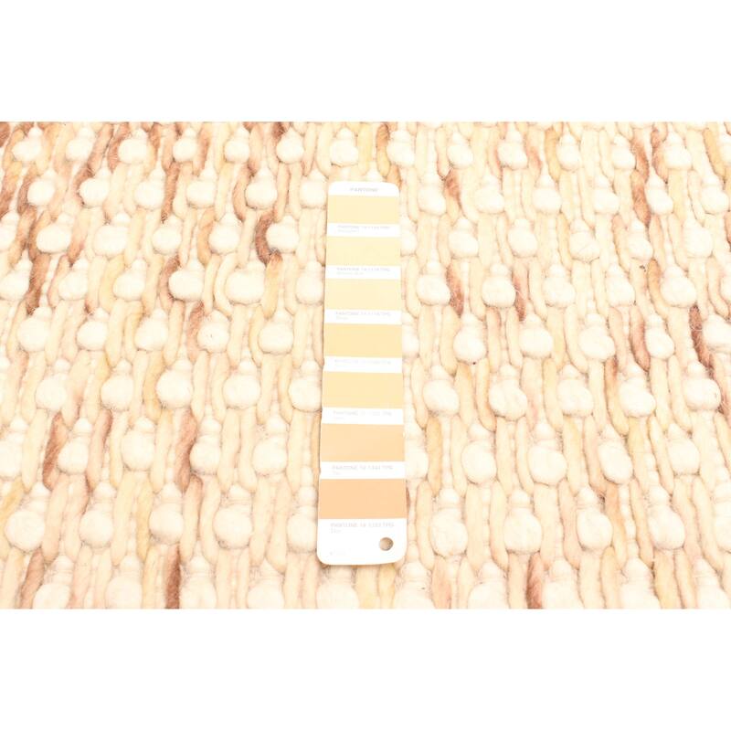 ECARPETGALLERY Braid weave Sienna Beige Wool Rug - 5'1 x 7'10