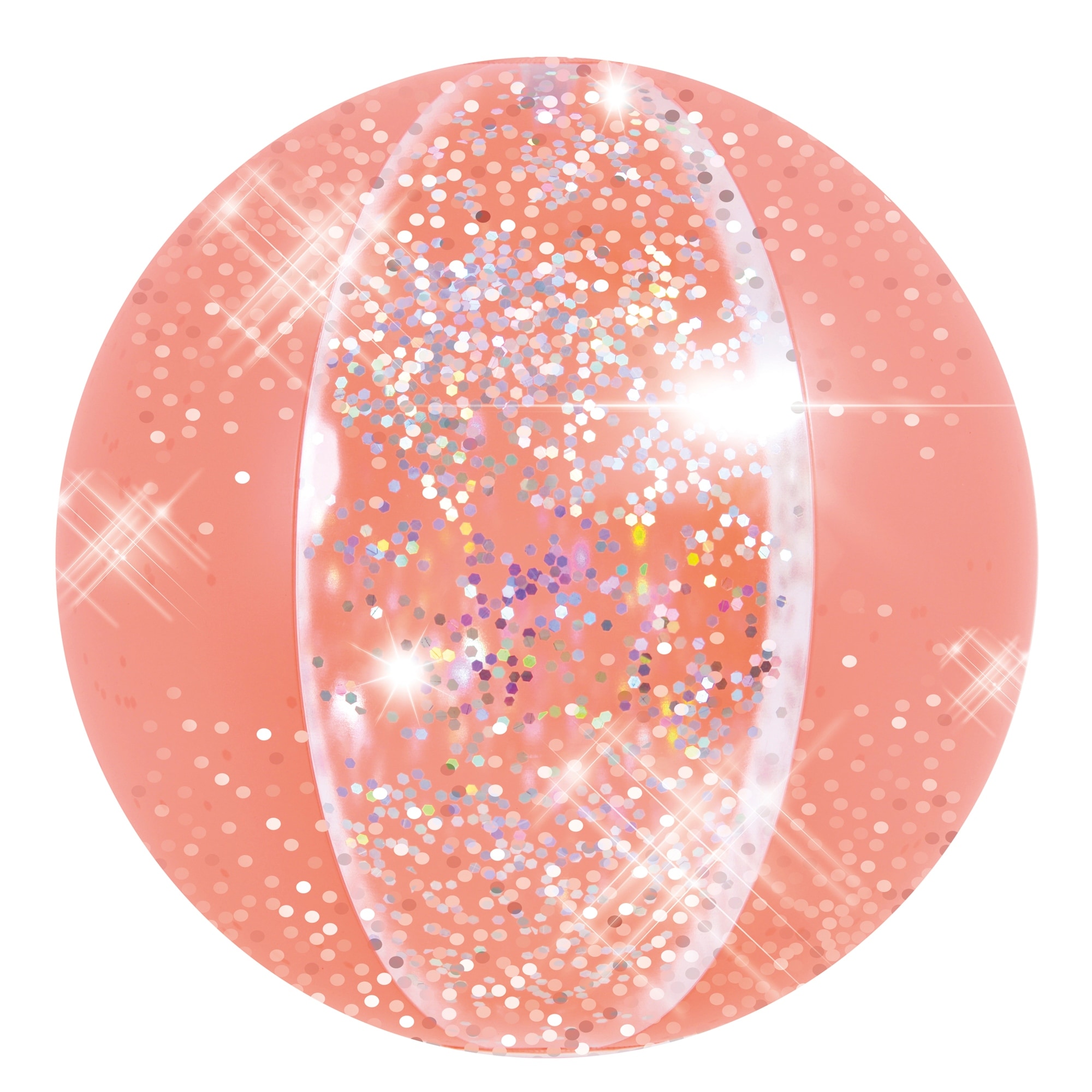 16" Salmon Pink Glitter Inflatable Beach Ball