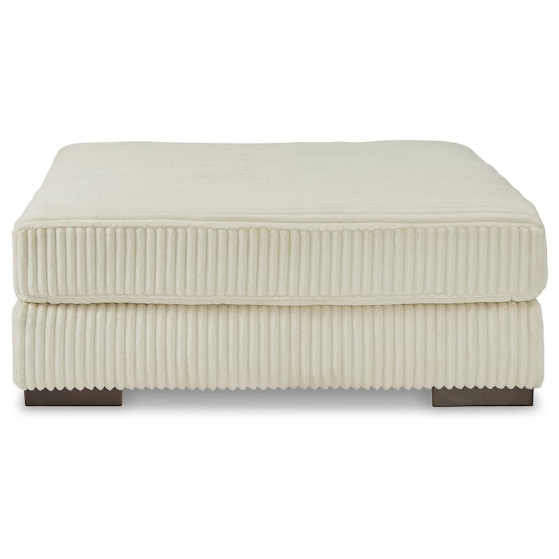 Lindy Accent Ottoman, Square 51 Inch Modern Style, Ivory Polyester