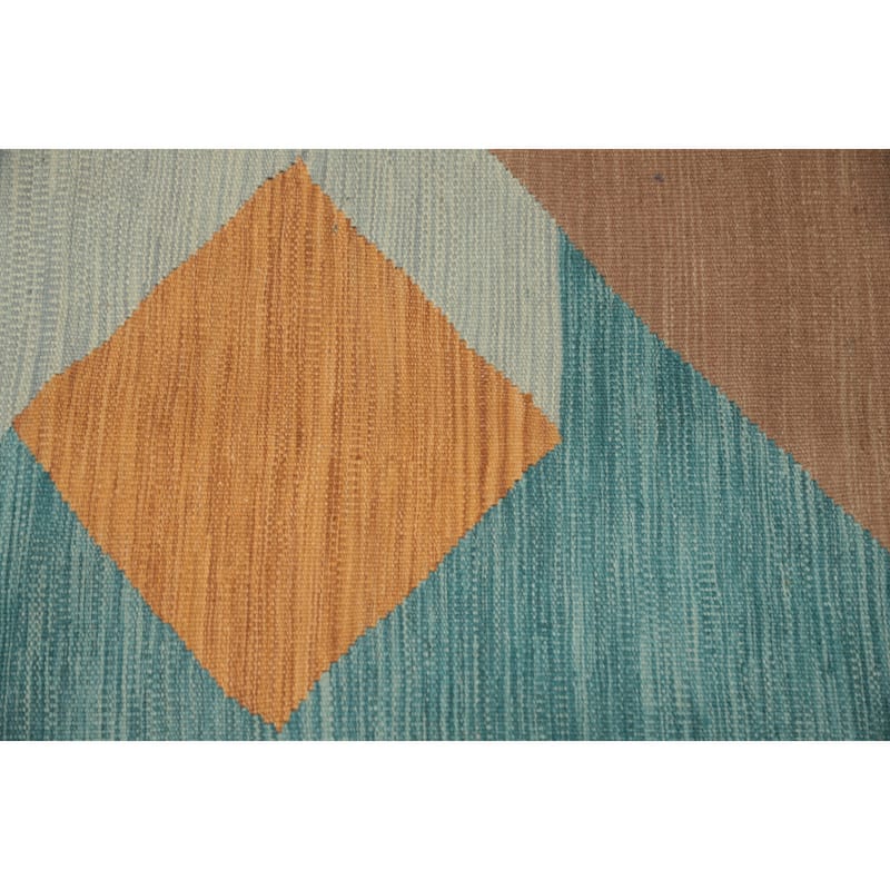 Hand Woven Oriental 100% Wool Carpet Southwestern Geometric Multi-Colored Kilim Runner Rug - 8' 2'' X 2' 1''