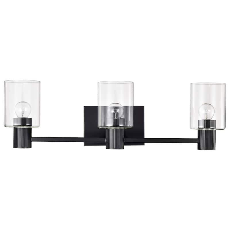 Clarksville 3 Light Vanity Matte Black with Clear Glass