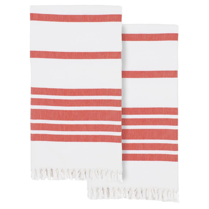 Authentic Hotel and Spa Turkish Cotton Herringbone Pestemal Beach Towel (Set of 2)