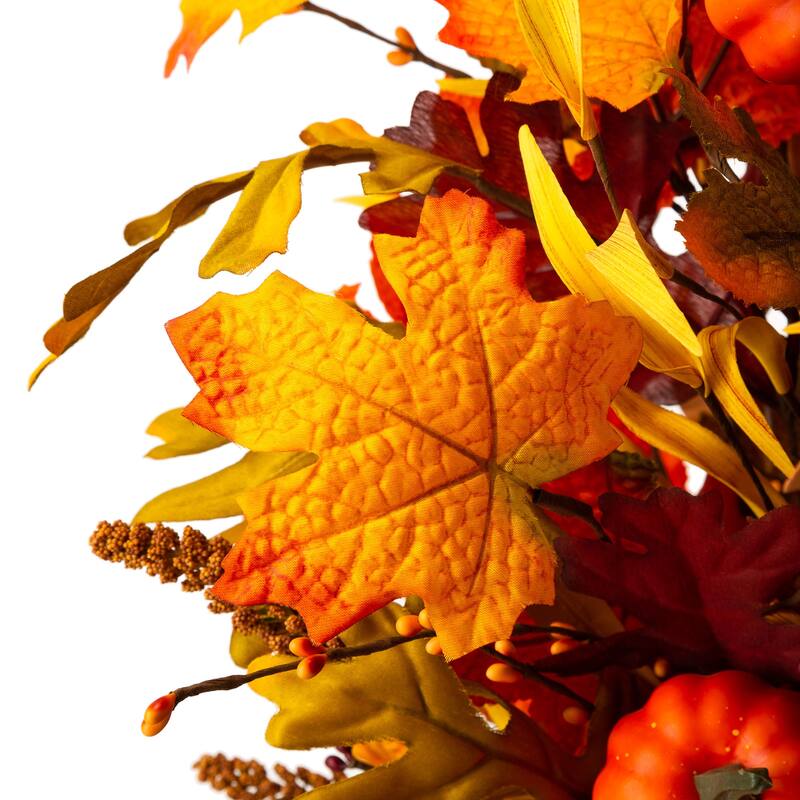Glitzhome 3FT Fall LED Lighted Maple Leaves Urn Potted Porch Tree with Timer
