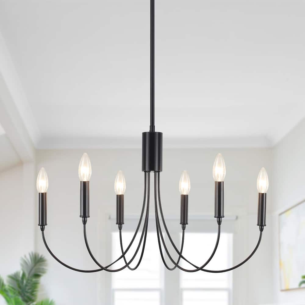 6-Light Modern Candlestick Hanging Linear Chandelier Lighting Island Chandelier for Kitchen Island