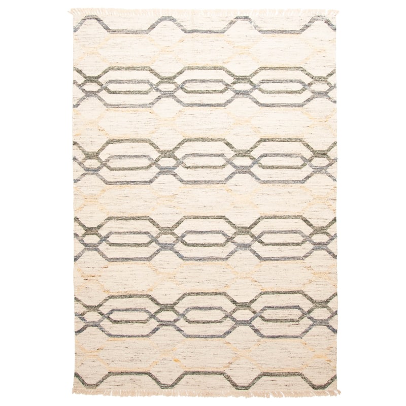 ECARPETGALLERY Flat-Weave Ankara FW Cream Wool Kilim - 5'2 x 7'9