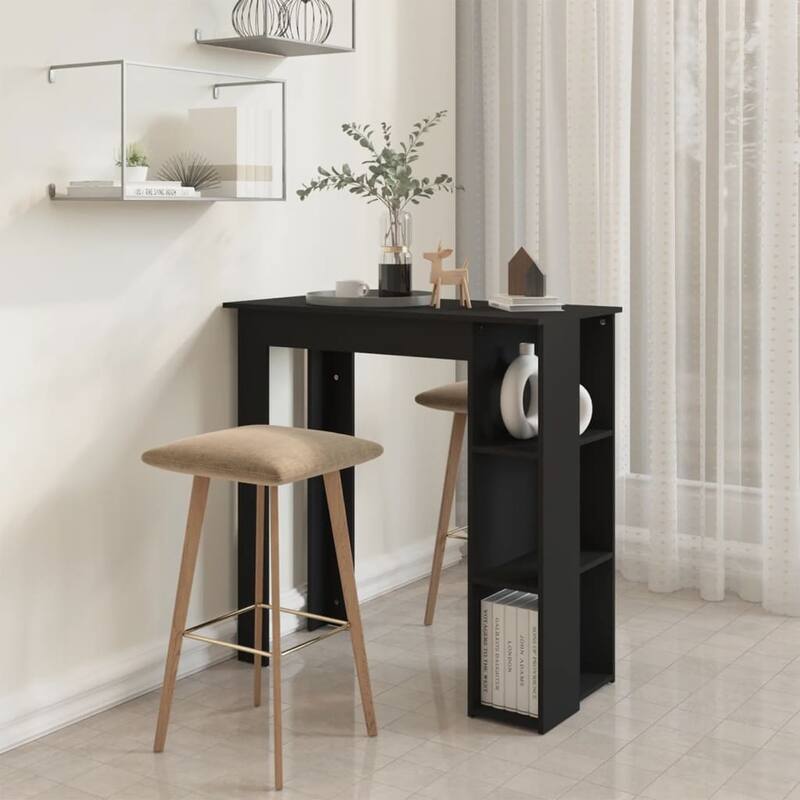 vidaXL Bar Table Kitchen Pub Table Bistro Table with Shelf Engineered Wood - 40.2" x 19.7" x 40.7"