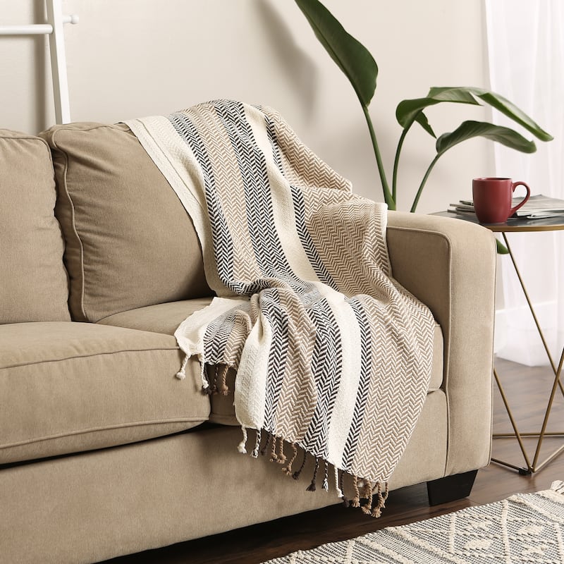 DII Herringbone Stripe Decorative Throw