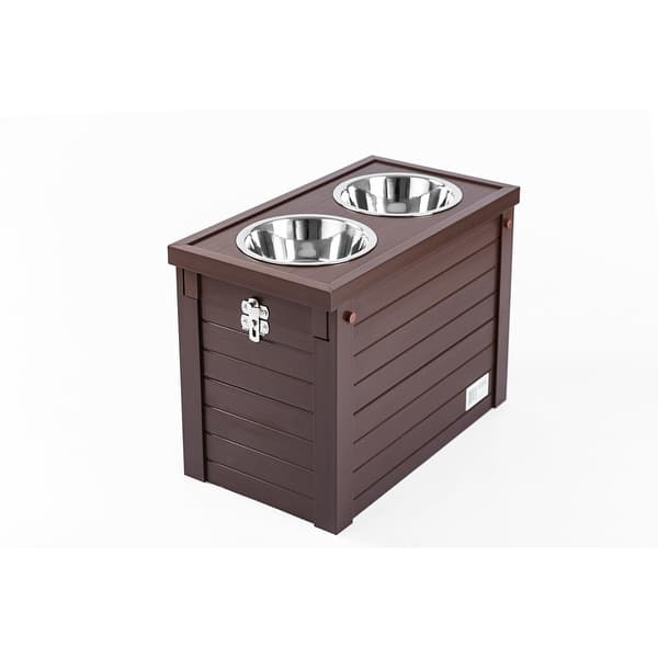 slide 2 of 34, New Age Pet® ECOFLEX® Composite Piedmont 2-Bowl Diner with Sliding Lid Storage Bin - Extra Large