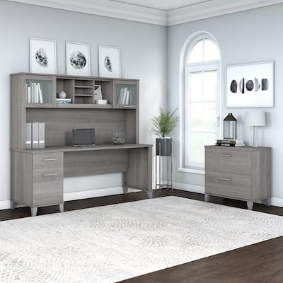 Somerset 72W Office Desk with Hutch and File Cabinet by Bush Furniture