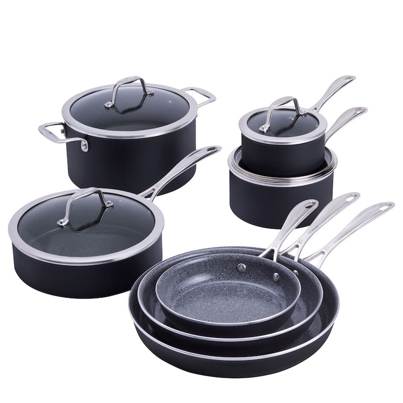 Henckels Capri Ceramic 11-pc Aluminum Ceramic Nonstick Cookware Set - Grey - Grey - 11 Piece - 11-pc