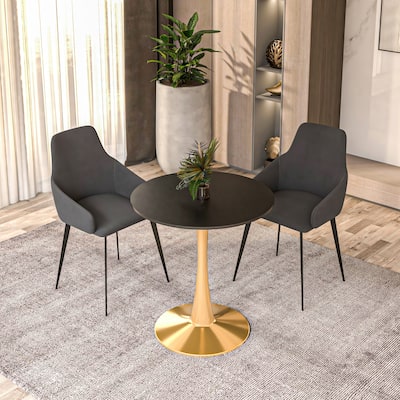 Bristol 27" Modern Round MDF Tabletop in Gold Steel Base Dining Table for Kitchen & Dining Room