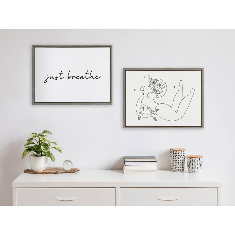 Kate and Laurel Sylvie Just Breathe BW Canvas by Creative Bunch Studio