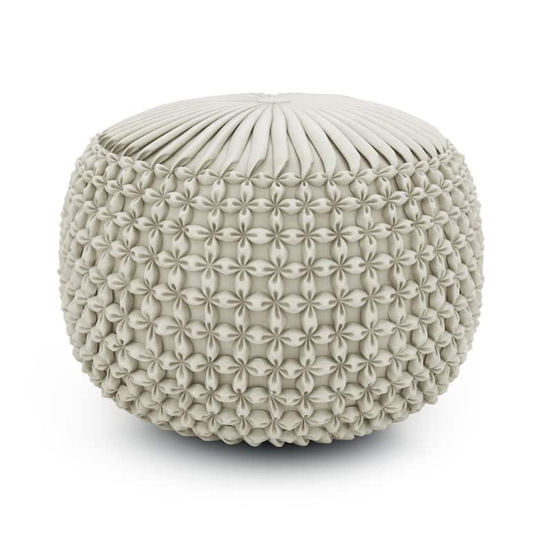 WYNDENHALL Vanessa Round Pouf in Velvet Fabric