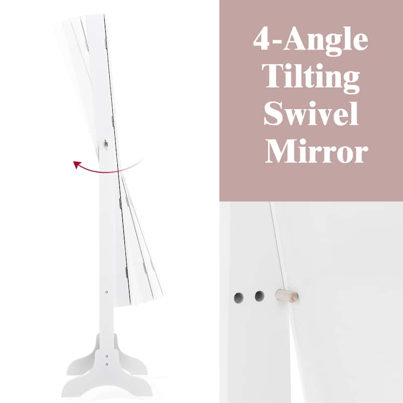 Gymax Vanity Mirror Tilting Jewelry Cabinet Organizer Storage Box - See Details