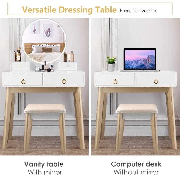 Set 3 Makeup Vanity Table Color Lighting Jewelry Divider Dressing Table - 52.5" x 31.5" x 16" (L x W x H)