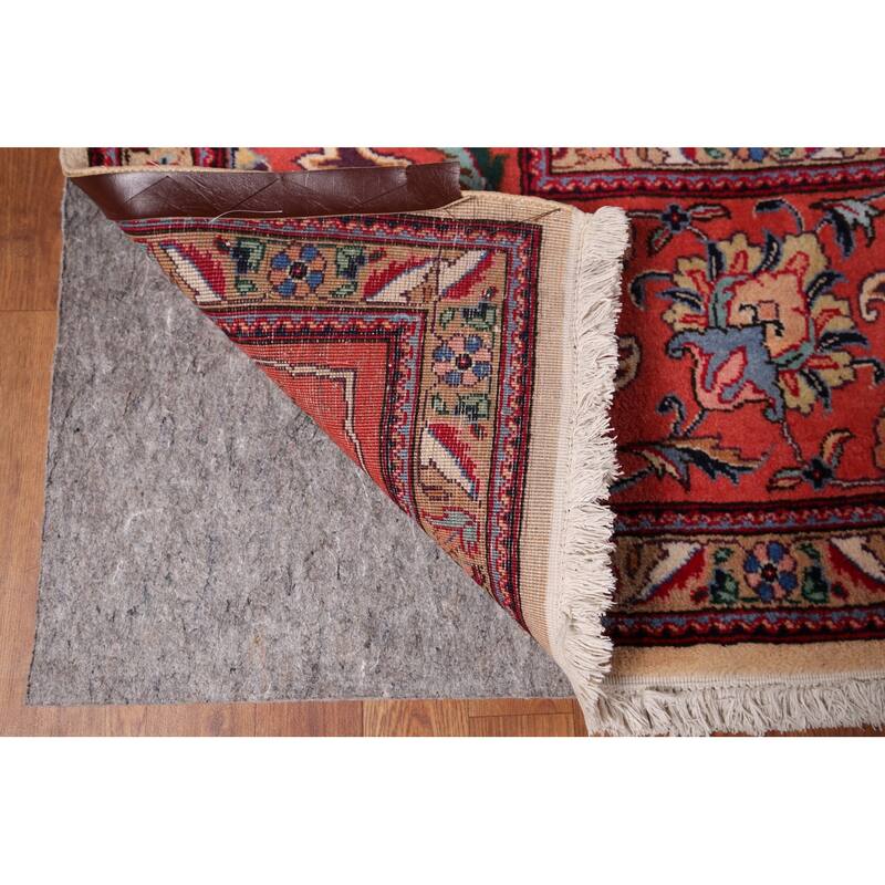 Signed Sarouk Vintage Persian Area Rug Handmade Wool Carpet - 9'10" x 12'6"