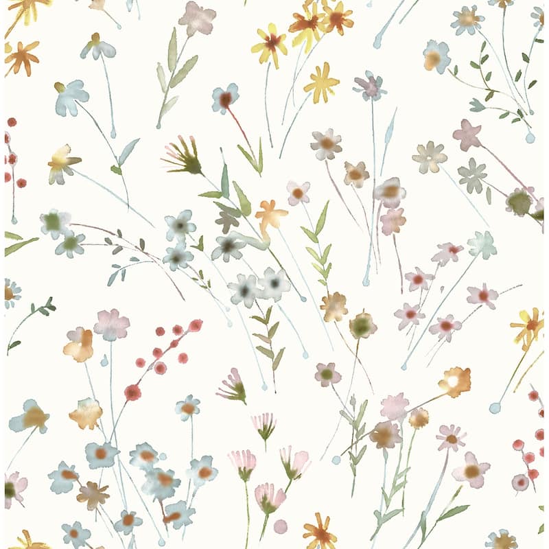 Advantage Heidi Yellow Watercolor Florals Wallpaper
