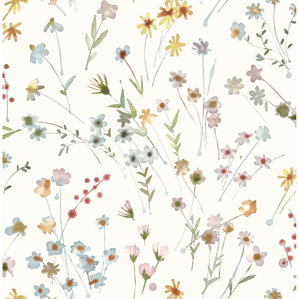 Advantage Heidi Yellow Watercolor Florals Wallpaper