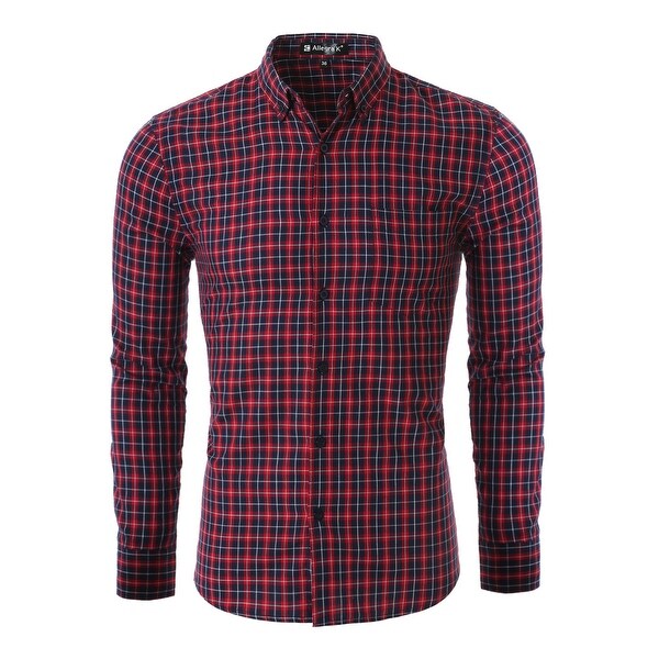 red button up shirt mens long sleeve