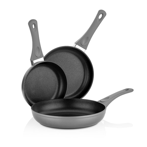 5-Piece Titanium Coated Aluminum Non-Stick Frying Pan Set in Gray 5-Piece Titanium Coated Aluminum Non-Stick Frying Pan Set in Gray