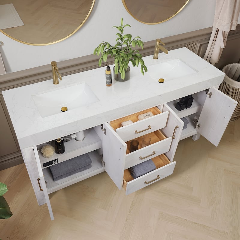 Miseno MV-LEON72-LWT León 72" Free Standing Double Basin Vanity Set