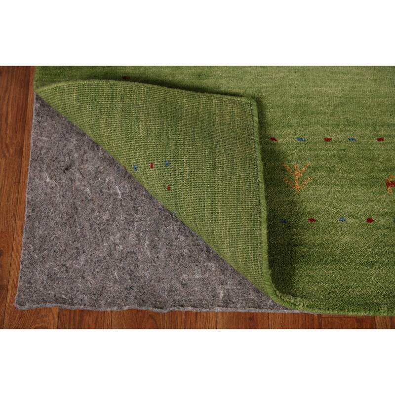 Hand Knotted Oriental 100% Wool Carpet Tribal Animal Pictorial Green Gabbeh Area Rug - 7' 8'' X 5' 3''