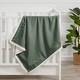 preview thumbnail 2 of 3, Dark Green Boho Chic Girl Boy Unisex Baby Receiving Security Swaddle Blanket Solid Sage Hunter Bohemian Linen Modern Farmhouse