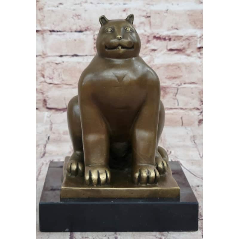 Fat Cat Gato Bronze Statue Sculpture Modern Art Figure After Fernando Botero