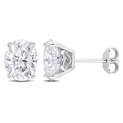 4ct DEW Oval Created Moissanite Stud Earrings in Sterling Silver