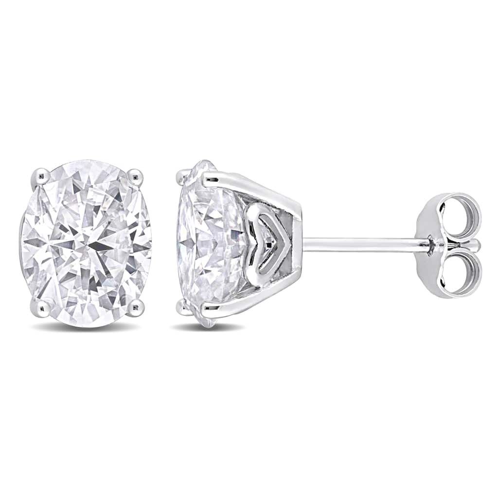 4ct DEW Oval Created Moissanite Stud Earrings in Sterling Silver