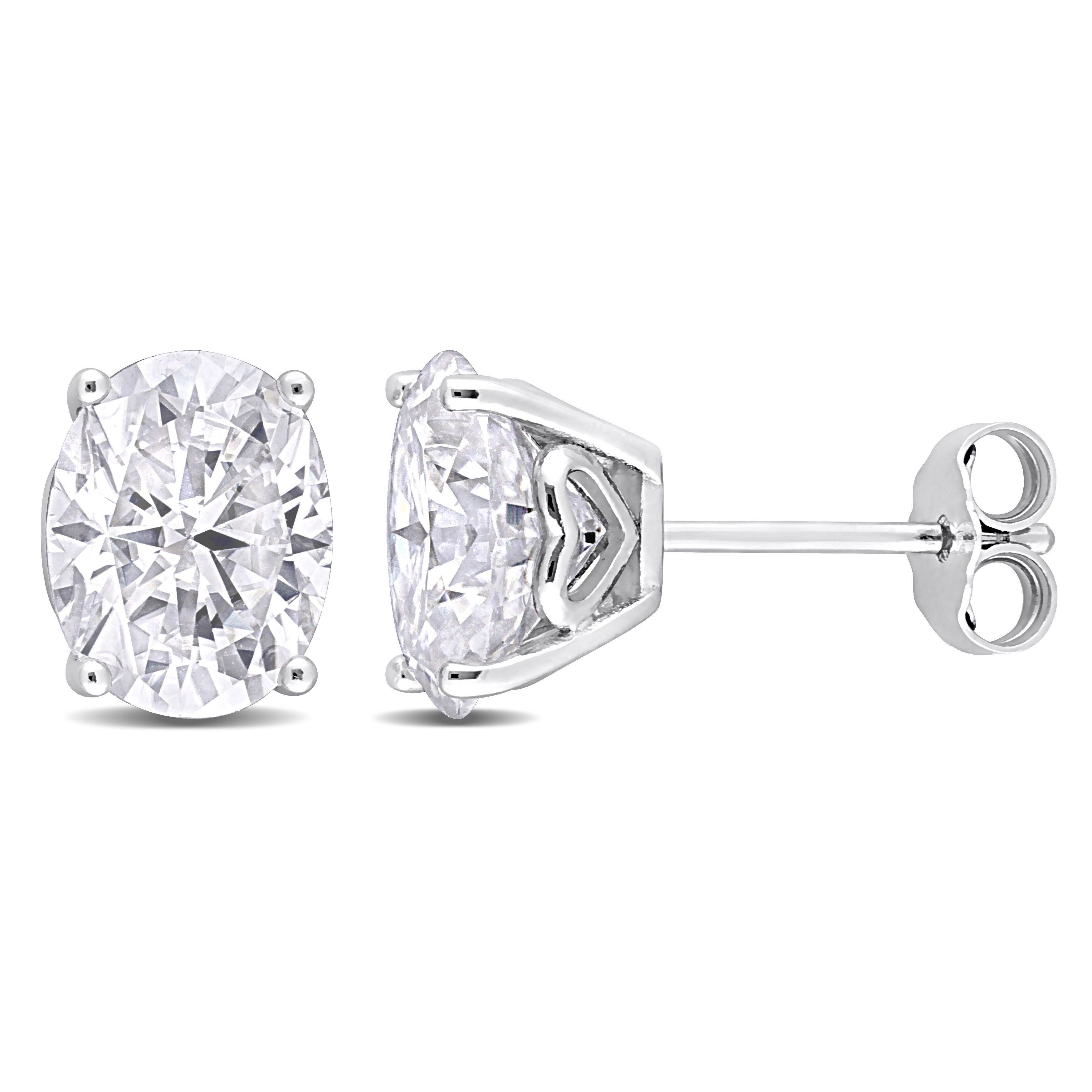 Miadora 4ct DEW Oval Created Moissanite Stud Earrings in Sterling Silver