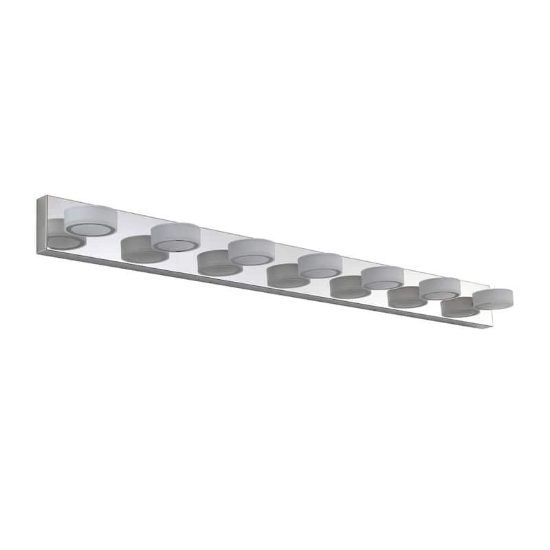 52" Modern 7-Light LED Vanity Light Fixture - Chrome Finish with Acrylic Light Shades - Energy-Efficient Bathroom Wall