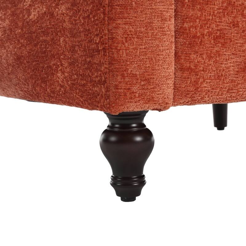 Mid Century Modern Chenille Fabric Armchair with Solid Wood Frame