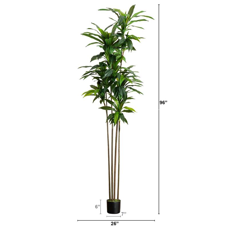 8' Artificial Dracaena Tree with Real Touch Leaves - Green