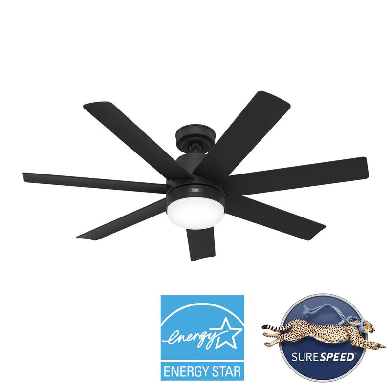 Hunter 52" Brazos Outdoor Ceiling Fan w/LED Light, Handheld Remote - Modern, Transitional, Windmill - Damp Rated - ENERGY STAR!