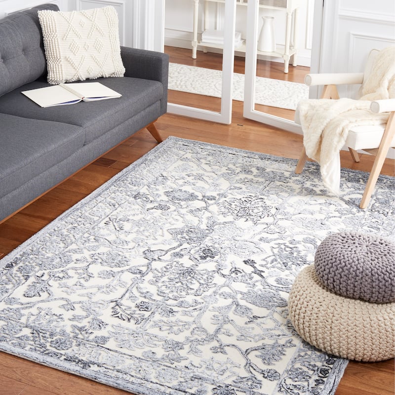 SAFAVIEH Handmade Trace Catina Rug - 8' x 10' - Grey/Ivory
