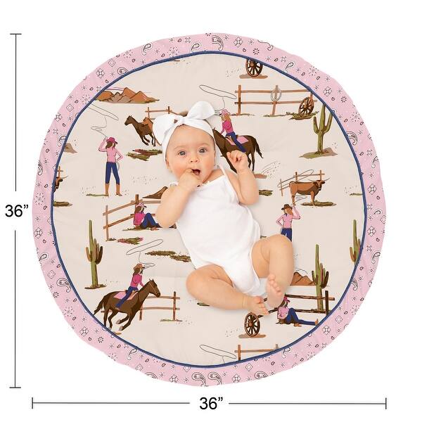 Sweet Jojo Designs Western Cowgirl Girl Baby Tummy Time Playmat Wild West Bandana Vintage Country Animal Southwest Brown Pink