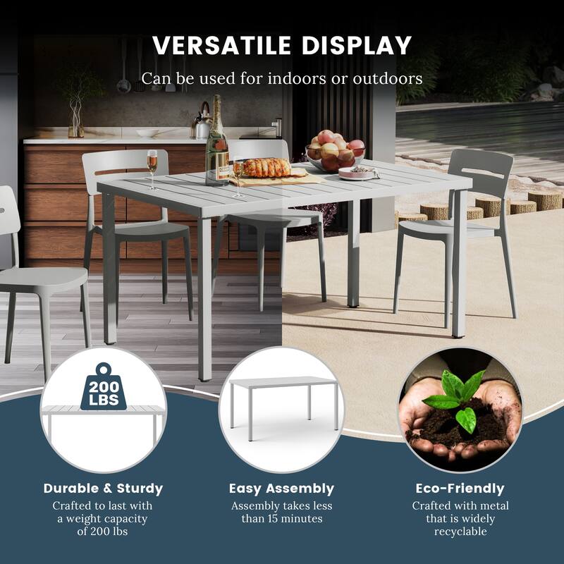 Frond and Form 59 Inch By 35.4 Inch Outdoor Steel Rectangular Dining Table