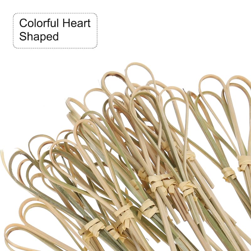 Bamboo Cocktail Toothpicks Heart Shaped Drink Picks Skewer 100Pcs - 4.72"
