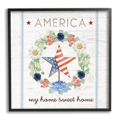 Stupell Industries America My Sweet Home Daisy Wreath Framed Giclee Art by Jennifer Pugh