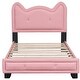 preview thumbnail 6 of 15, Twin Size PU Leather Upholstered Platform Bed with Carton Ears Shaped Headboard,2 Colors
