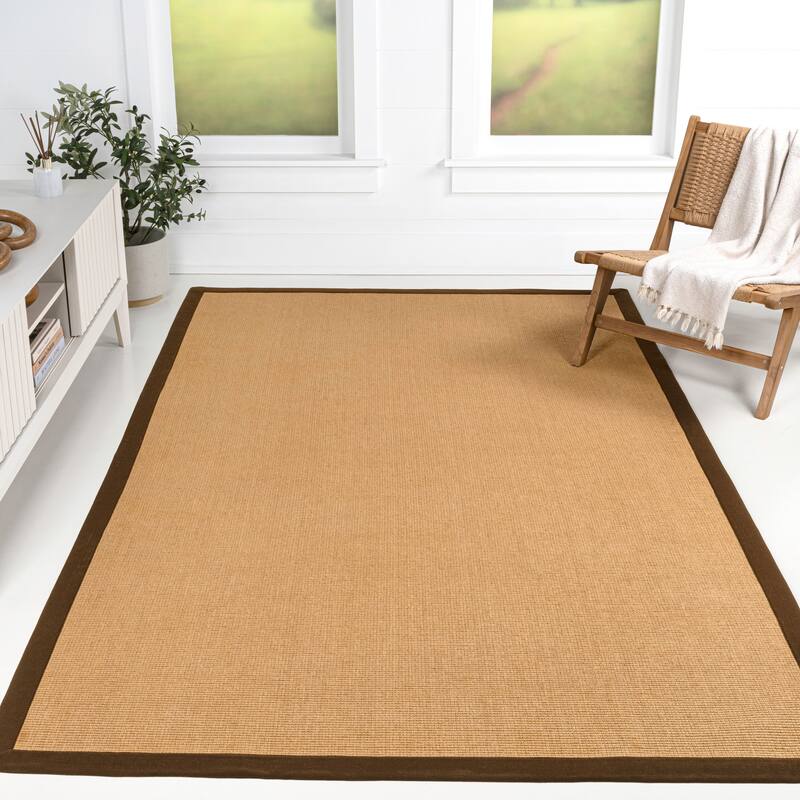 Camden Farmhouse Cottage Border Jute Area Rug - Natural/Brown - 3 X 5