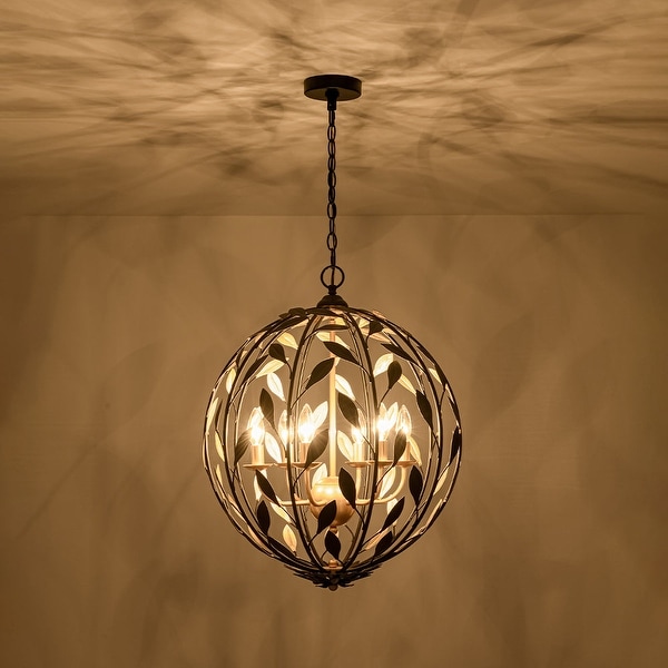 6-Light Handmade Brass Botanical Foliage Spherical
