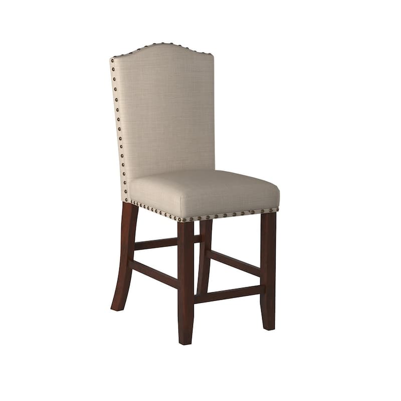 Brown/Cream Fabric Upholstered Wood Frame Dining Chair, Set of 2, Sturdy Dining Chair for Dining Rooms - 21.75