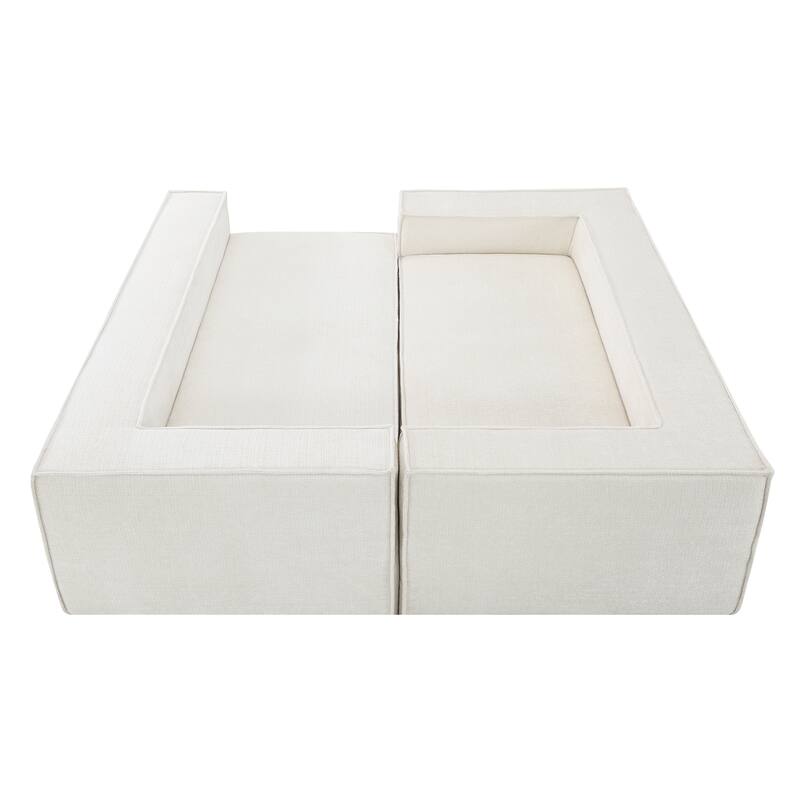 129.5" Chenille Modular Sectional Sofa with Wrinkle-Resistant Fabric, 6-Seater L-Shaped Cloud Couch, No Assembly Required