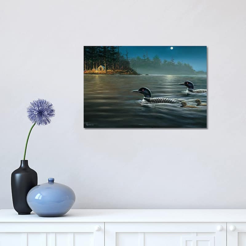 iCanvas "Moonlight Cruise Loons" by Anderson Art Canvas Print - 12x18x1.5