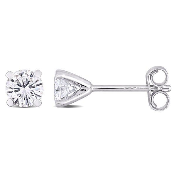 Miadora Sterling Silver Moissanite Solitaire Stud Earrings - 5 mm x 5 mm x 5 mm. Opens flyout.