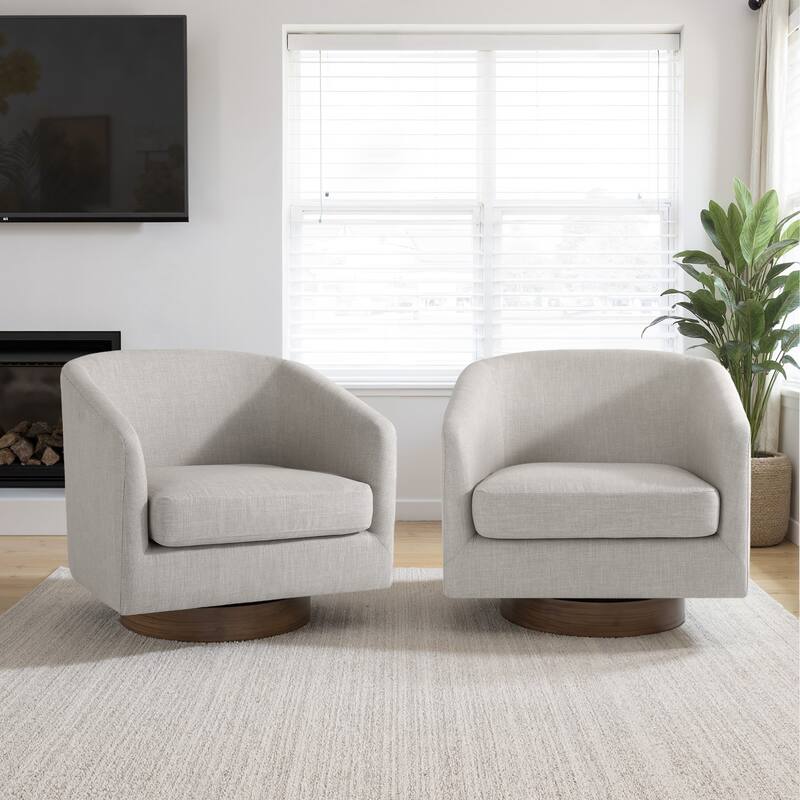 Modern Linen Chenille 360°Swivel Barrel Chair