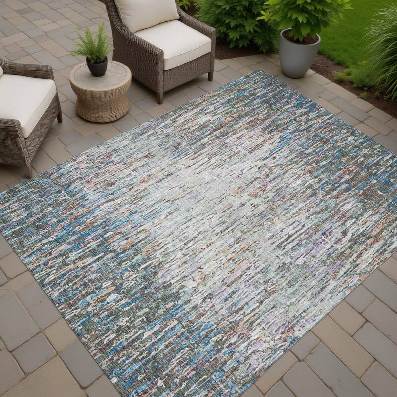 Machine Washable Indoor/ Outdoor Abstract Moxy Chantille Rug